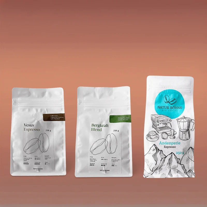 Probierset Vollautomat: drei Bio-Kaffees à 125 g
