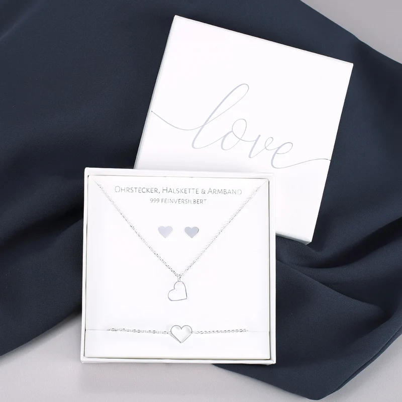 Schmuck-Geschenkset - Herzen aus Silber