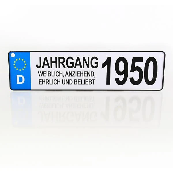 Autokennzeichen für Frauen - Jahrgang 1950