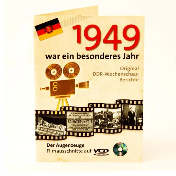 Geburtstagskarte mit historischen Ausschnitten auf VCD 1949 Ost