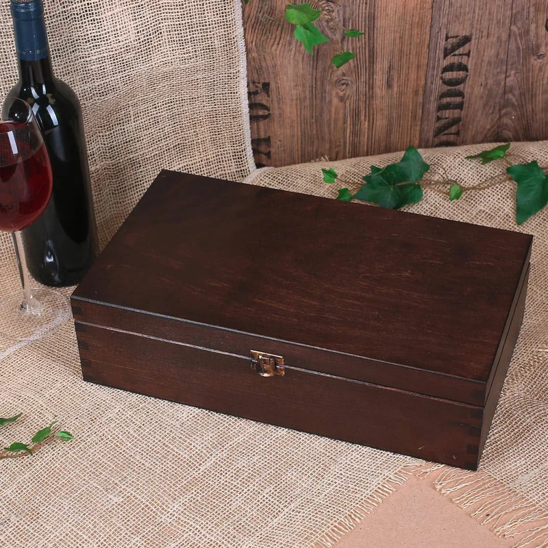 Große Holzbox für zwei Flaschen Wein als Geschenkverpackung