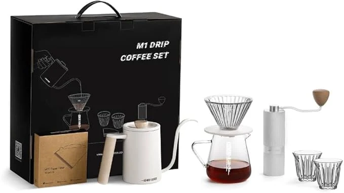 M1 Drip Coffee Set – Basic | 7-Piece Hand Brewing Kit – White by MHW-3BOMBER