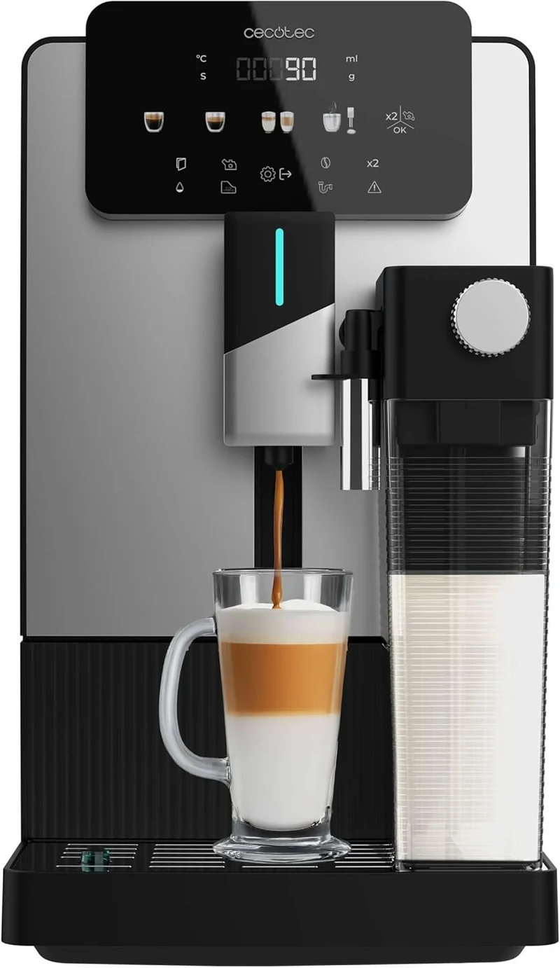 Cecotec Cremmaet Latte Kaffeevollautomat | 19 Bar | Kegelmahlwerk | 6 Getränke | Milchbehälter | Schwarz