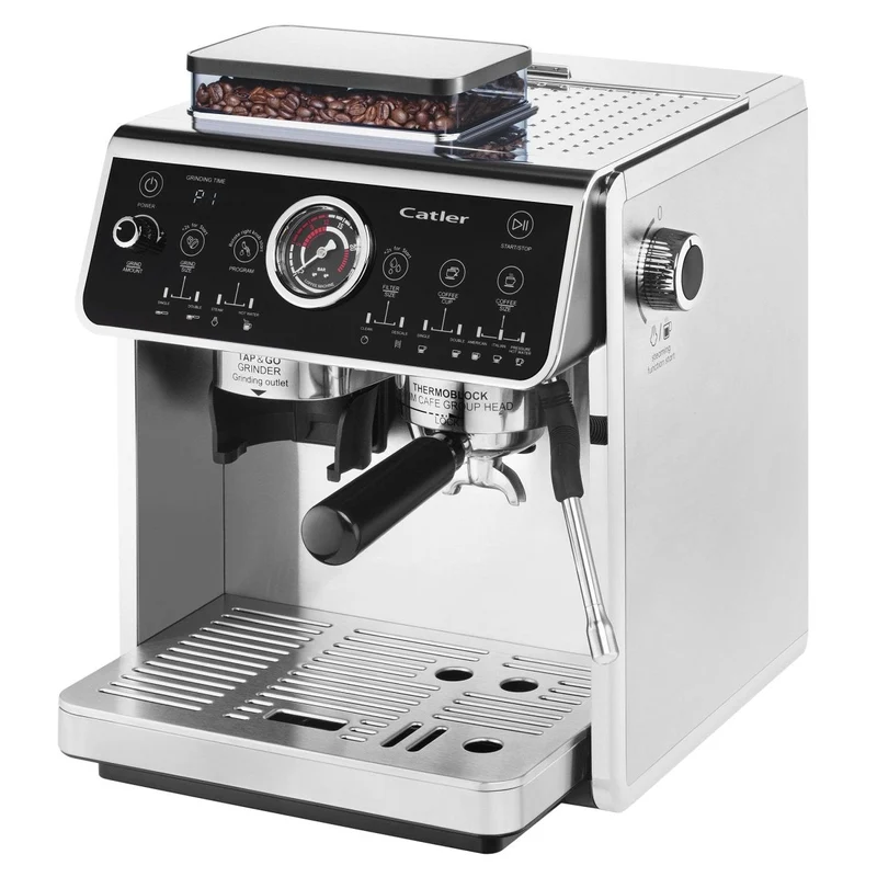 Catler ES 910 Hebel Espresso Kaffeemaschine mit integrierter Mühle – Silber