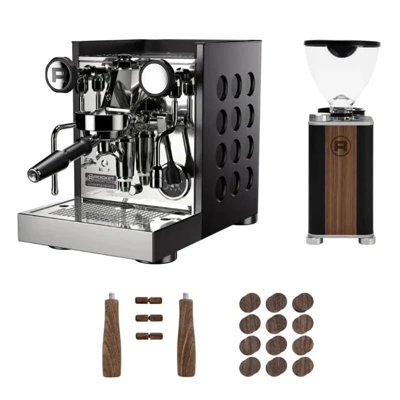 Rocket Appartamento TCA Espresso Machine + Giannino Grinder + Wooden Kit - Home Bundle Kit