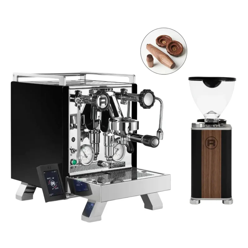 Rocket R58 BLACK Edition Espresso Machine + Giannino Grinder + Specht Timber Kit - Home Bundle Kit