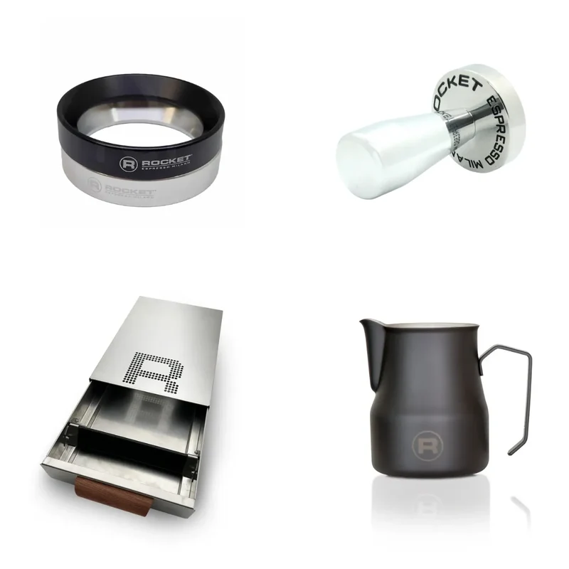Rocket Espresso Accessories Tamper + Knock box + Milk Jug + Dosing Funnel Bundle Kit