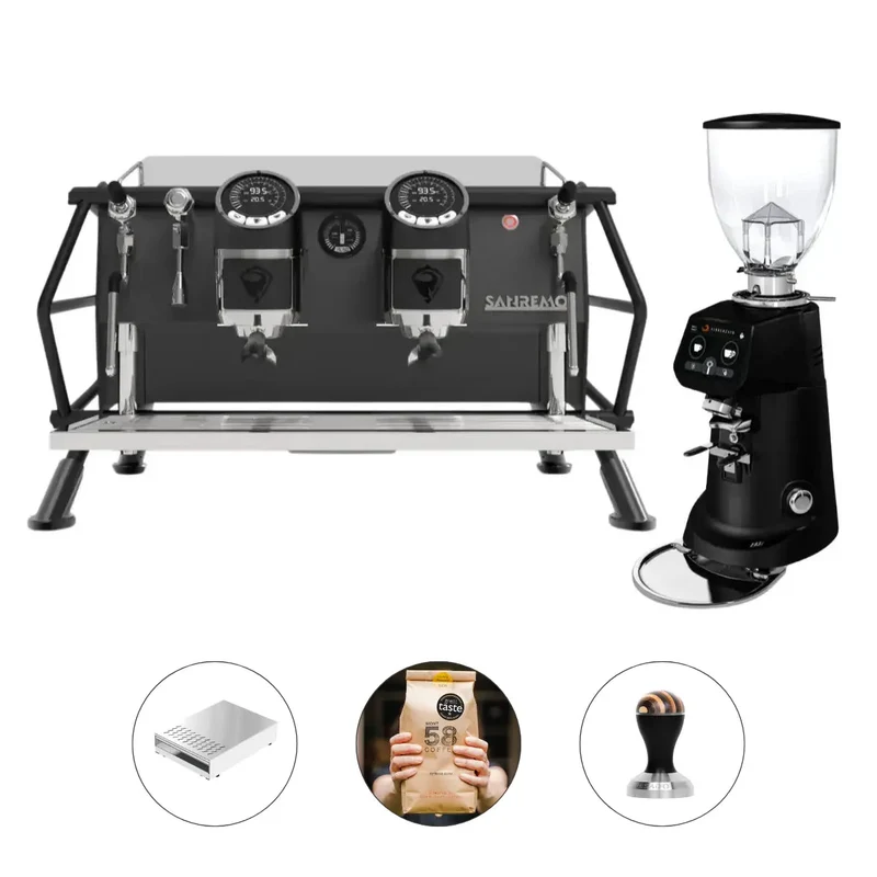 Sanremo Cafe Racer: Naked 2 Group + Fiorenzato F83 E Sense Grinder - Commercial Bundle Kit