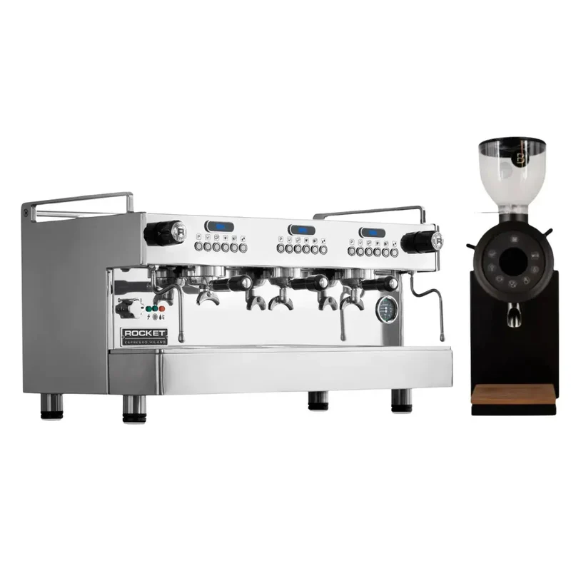 Rocket Boxer EVO 2 Group Espresso Machine + Bentwood Vertical 63 Coffee Grinder