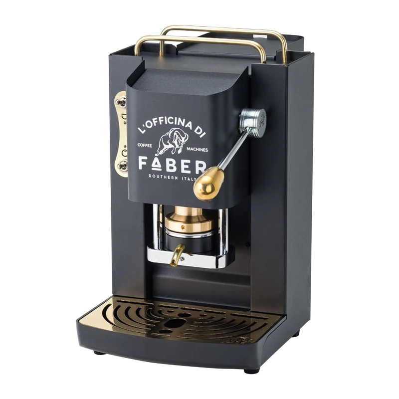 Faber Pro Deluxe Schwarz - Gold ESE Kaffeepadmaschine