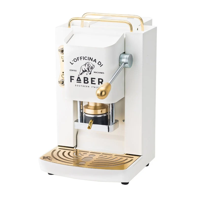 Faber Pro Deluxe Weiß - Gold ESE Kaffeepadmaschine