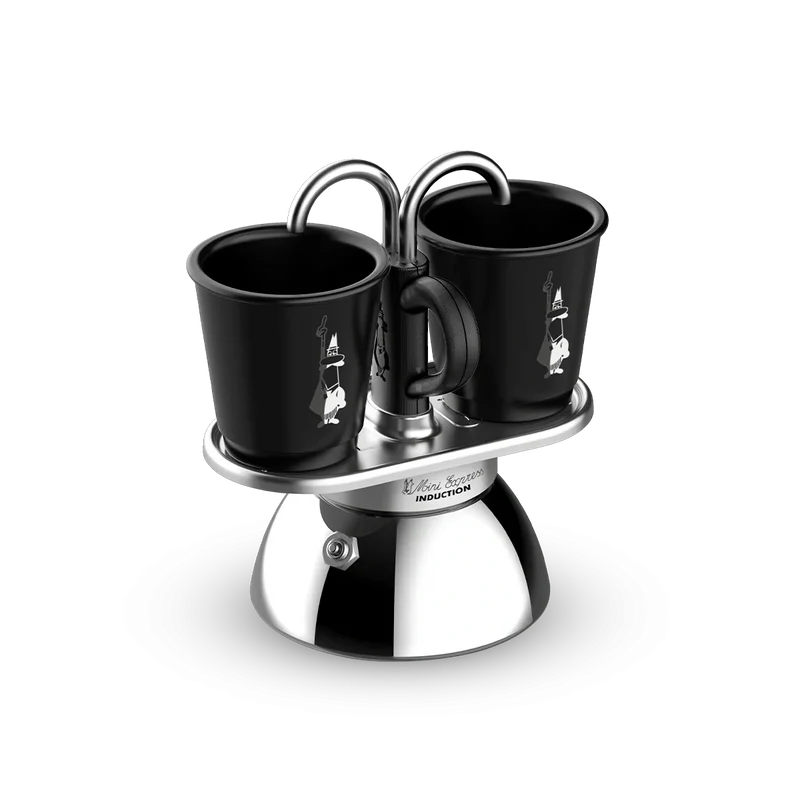Bialetti Set Mini Express Induktion + 2 Espressotassen schwarz