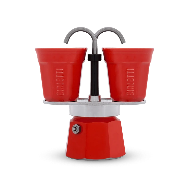 Bialetti Mini Express Set Rot Inklusive 2 Espressotassen