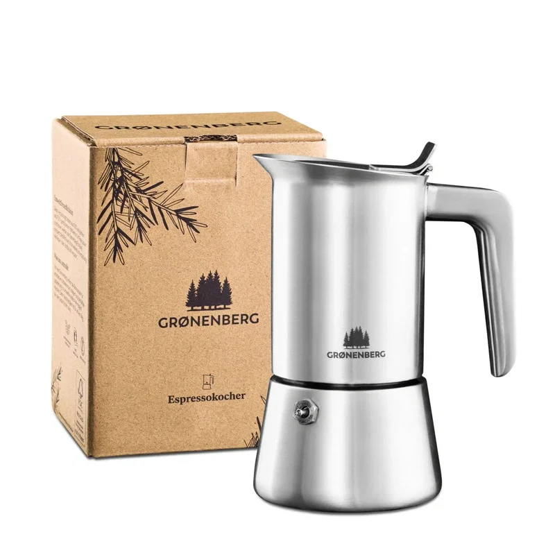 Groenenberg Espressokocher Edelstahl 4 Tassen | Induktion geeignet