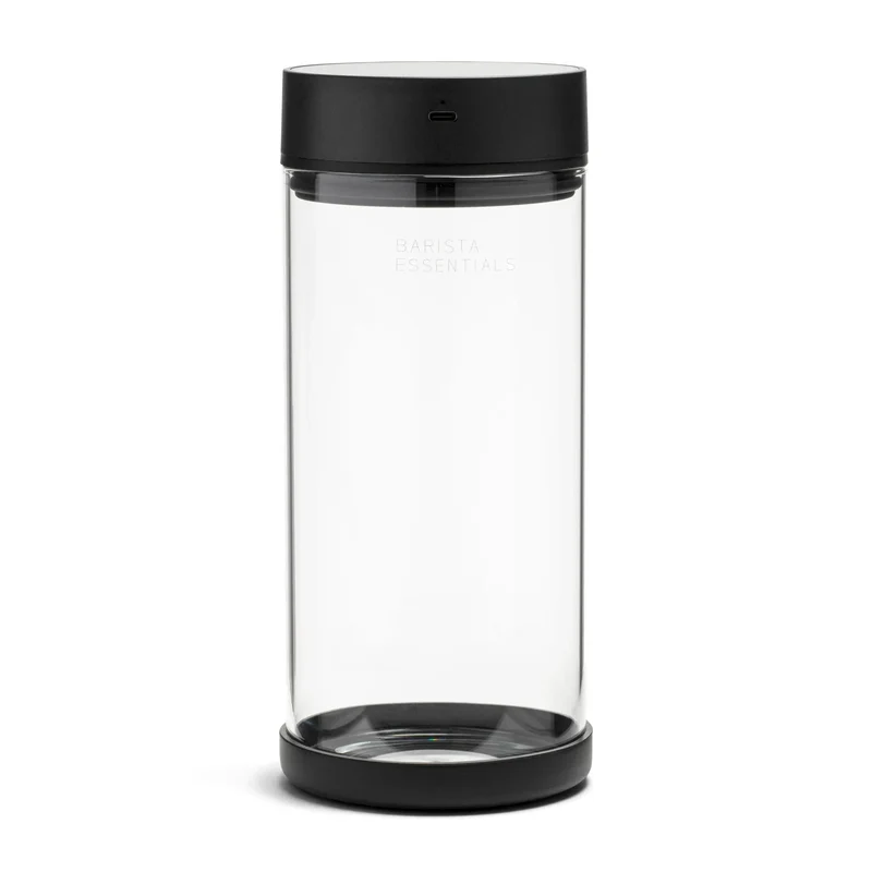 Luftdichte Kaffeedose aus Glas mit elektronischer Pumpe, Thermometer und Messung von Luftfeuchtigkeit