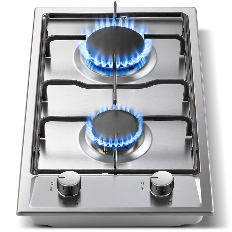 GH3020SS2E1E - Einbau Gaskochfeld 2 Flammig, 30cm Edelstahl Gaskochfeld, 4200W, Erdgas und Propangas