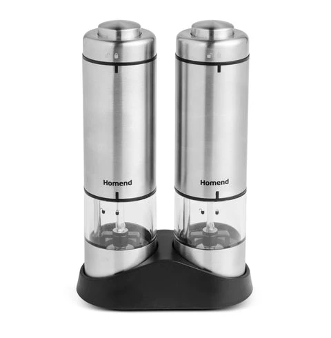 Homend Grindgo 6005UK Elektrische Salz- und Pfeffermühle, grau