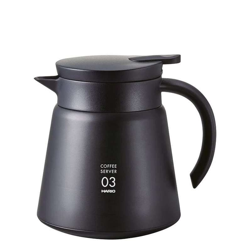 Thermoskanne von Hario V60 Insulated Stainless Steel Server PLUS 800 black Isoliert