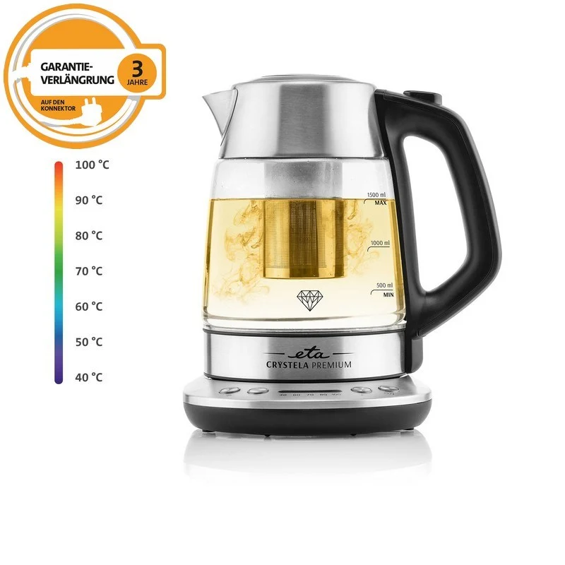Elektrischer Wasserkocher ETA Crystela Premium 9153 90000 (ETA915390000) rostfreier stahl/glas