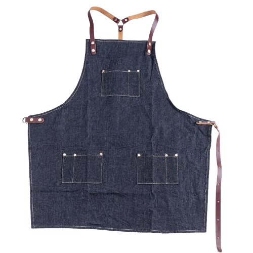 Schürze mit Lederriemen