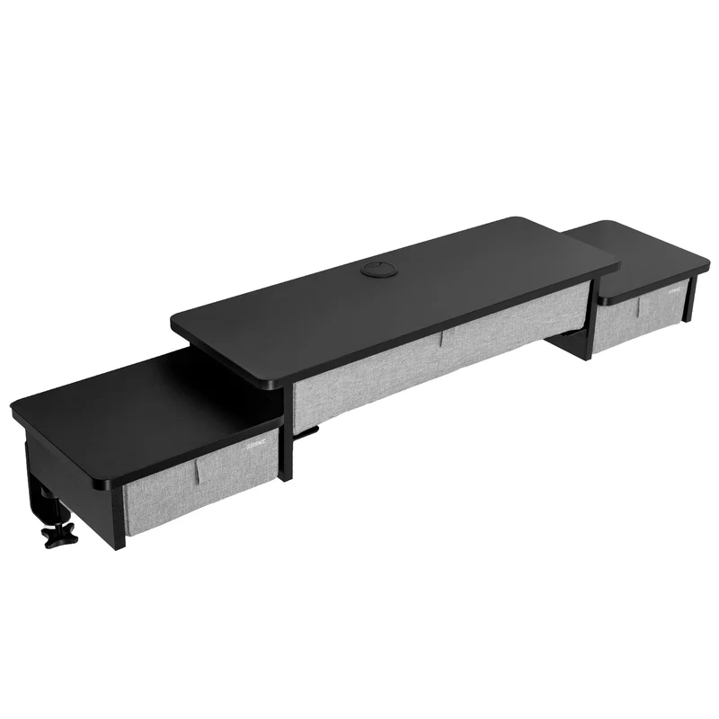 Duronic DD4 BK Schreibtischaufsatz, Schreibtisch Regal mit Tischklemmen 120 x 25 x 17,5 cm, Monitorständer mit Schubladen, Gaming Home Office Organizer, Tastatur unter Monitor, Monitorerhöhung