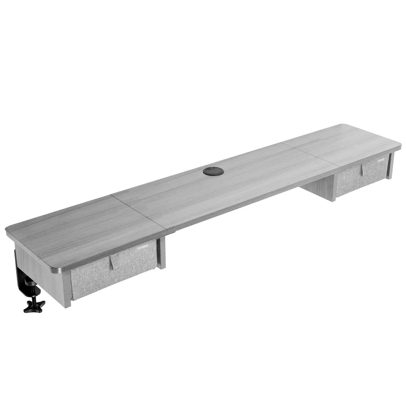 Duronic DD2 GY Schreibtischaufsatz für 2 Monitore, Schreibtisch Erweiterung mit Schubladen, 120 x 25 x 11,5 cm, Monitorerhöhung mit Tischklemmen, Gaming Home Office Monitorständer, Extra Breit