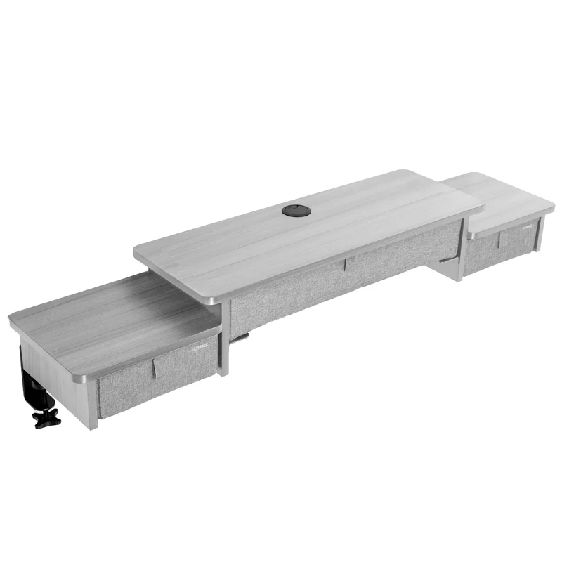 Duronic DD4 GY Schreibtischaufsatz, Schreibtisch Regal mit Tischklemmen 120 x 25 x 17,5 cm, Monitorständer mit Schubladen, Gaming Home Office Organizer, Tastatur unter Monitor, Monitorerhöhung