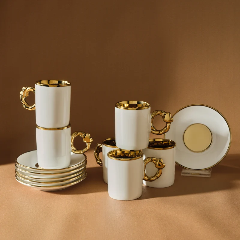 Karaca Herzförmiges Kaffeetassen-Set für 6 Personen – 80 ml