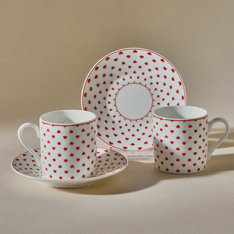 Karaca Sweet Love für 2 Personen Kaffeetasse, 90 ml