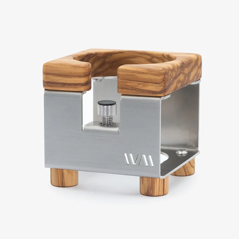 Wiedemann Tamperstation in Edelstahl mit Holz