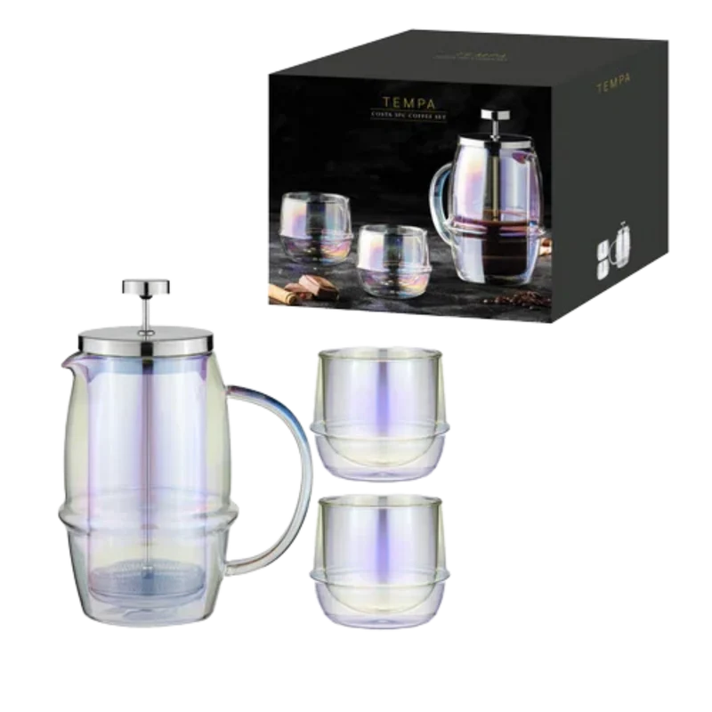 TEMPA Costa Kaffee-Set | French Press & 2 Doppelwandgläser