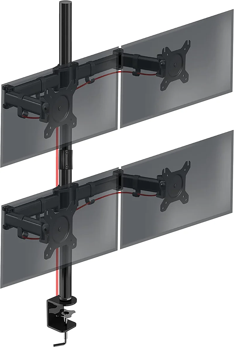 Duronic DMT254 Monitorarm | Monitor Halterung 4 Bildschirme bis 27" Zoll | LCD LED Display Ständer bis 8 kg | Höhenverstellbar | Neigbar -90° bis +85° | Drehbar 360° | Monitorhalterung 4fach Arm VESA