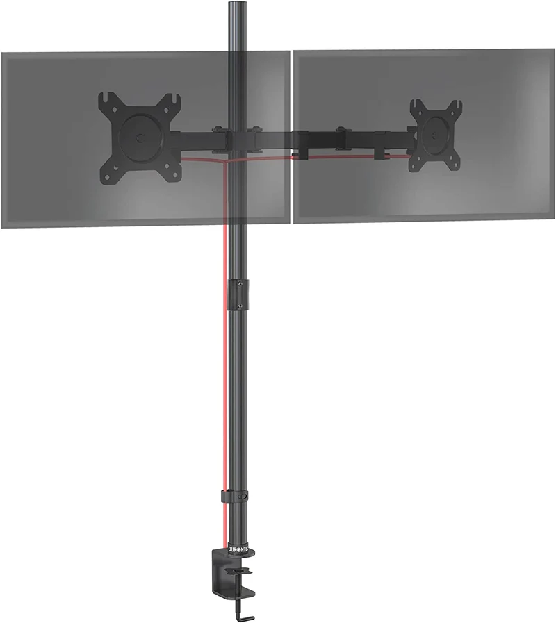 Duronic DMT152 Monitorarm | Monitorständer für 2 Monitore bis 27 Zoll | VESA 75/100 | Belastbarkeit 8kg | Höhenverstellbar | Neigbar -90° bis +35° | Drehbar 360° | Monitorhalterung aus Stahl