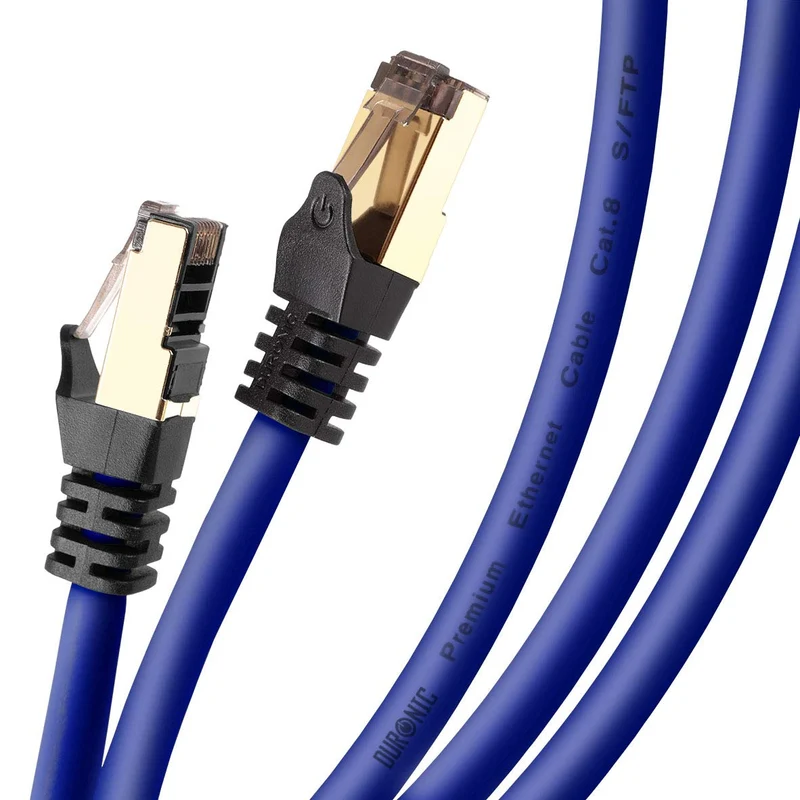 Duronic CAT8 BE 1 m Ethernet-Kabel | 40 Gbps Netzwerkabel | RJ45 Gigabit LAN Kabel Cat 8 | Patch Kabel 2000 MHz S/FTP Schirmung | TV Streaming Router Modem Switch Internetkabel 10 100 1000 Mbit