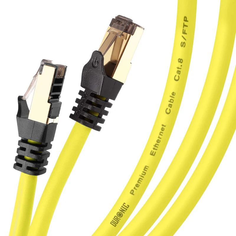 Duronic CAT8 YW 2 m Ethernet-Kabel | 40 Gbps Netzwerkabel | RJ45 Gigabit LAN Kabel Cat 8 | Patch Kabel 2000 MHz S/FTP Schirmung | TV Streaming Router Modem Switch Internetkabel 10 100 1000 Mbit