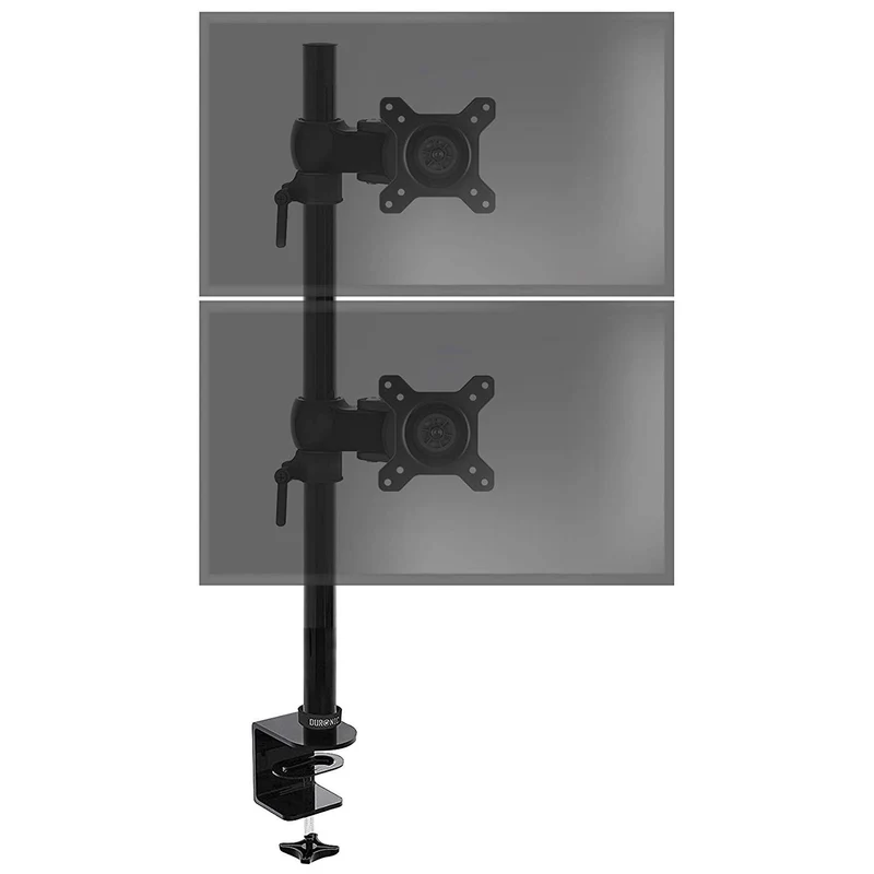 Duronic DM35V2X1 Monitorarm | Vertikale Monitor Halterung 2 Bildschirme bis 27" Zoll | LCD LED Display Ständer bis 8 kg | Höhenverstellbar | Neigbar -15° bis +15° | Drehbar 360° | Monitorhalterung Arm