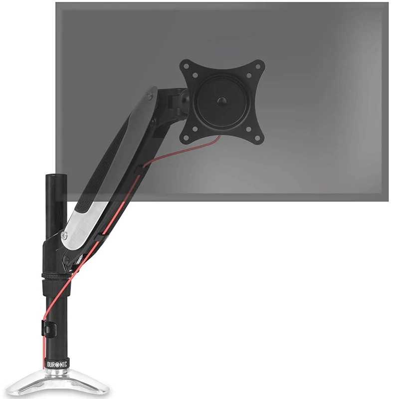 Duronic DM651X1 Monitorhalterung | Monitorständer für 1 Monitor bis 27 Zoll | VESA 75/100 | Belastbarkeit 8kg | Höhenverstellbar | Neigbar -90° bis +85° | Drehbar 360° | Monitorarm mit Gasdruckfeder