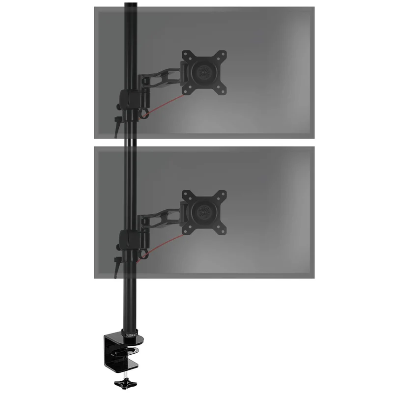 Duronic DM35V2X2 Monitorarm | Vertikale Monitor Halterung 2 Bildschirme bis 27" Zoll | LCD LED Display Ständer bis 8 kg | Höhenverstellbar | Neigbar -15° bis +15° | Drehbar 360° | Monitorhalterung Arm