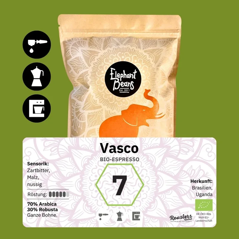 Vasco, Bio-Espresso-Blend Röstkaffee