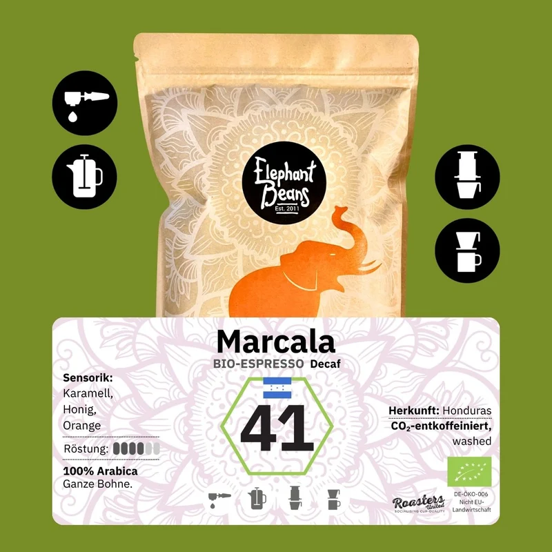 Marcala decaf, Omniroast (HON), CO²-entkoffeinierter Röstkaffee