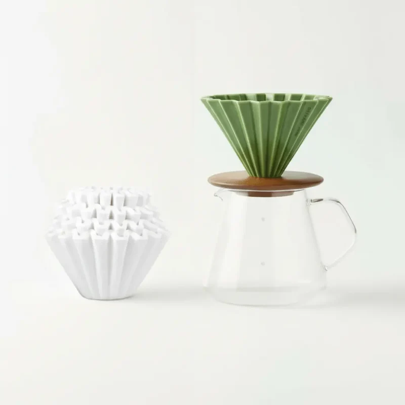 Japanisches Handbrühset - Keramischer Origami-Tropfer