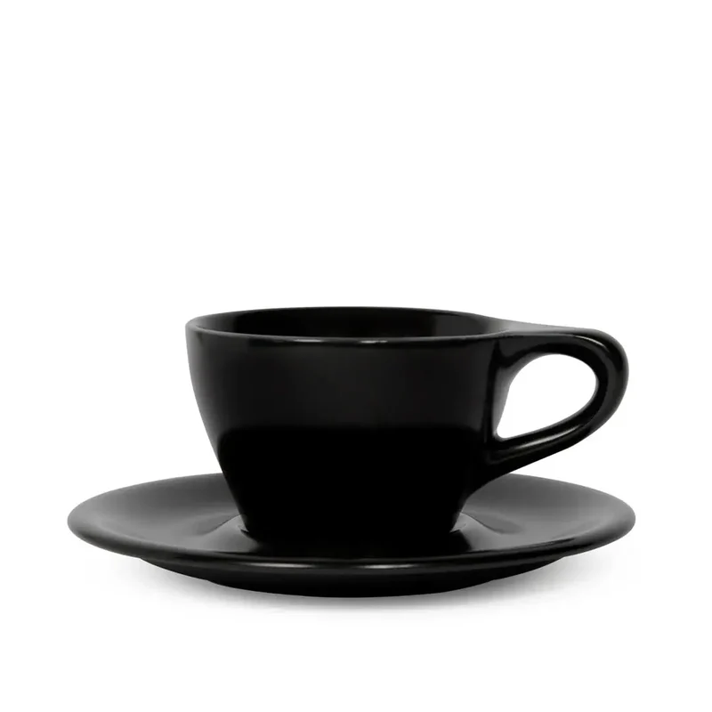 Lino Groß Cappuccino Tasse 180ml mit Untertasse - Schwarz