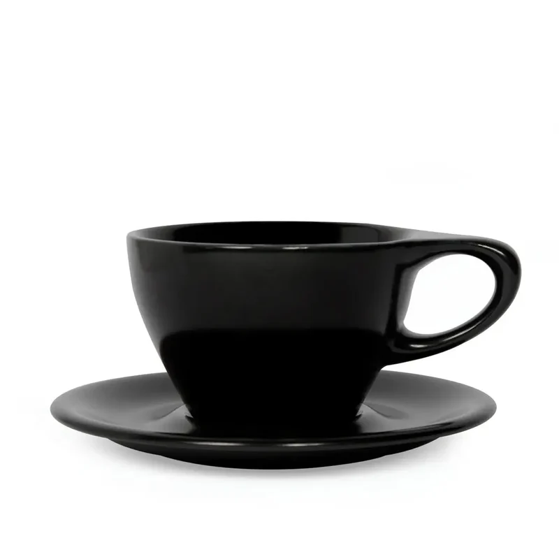 Lino Lite Latte Tasse 240ml mit Untertasse - Schwarz