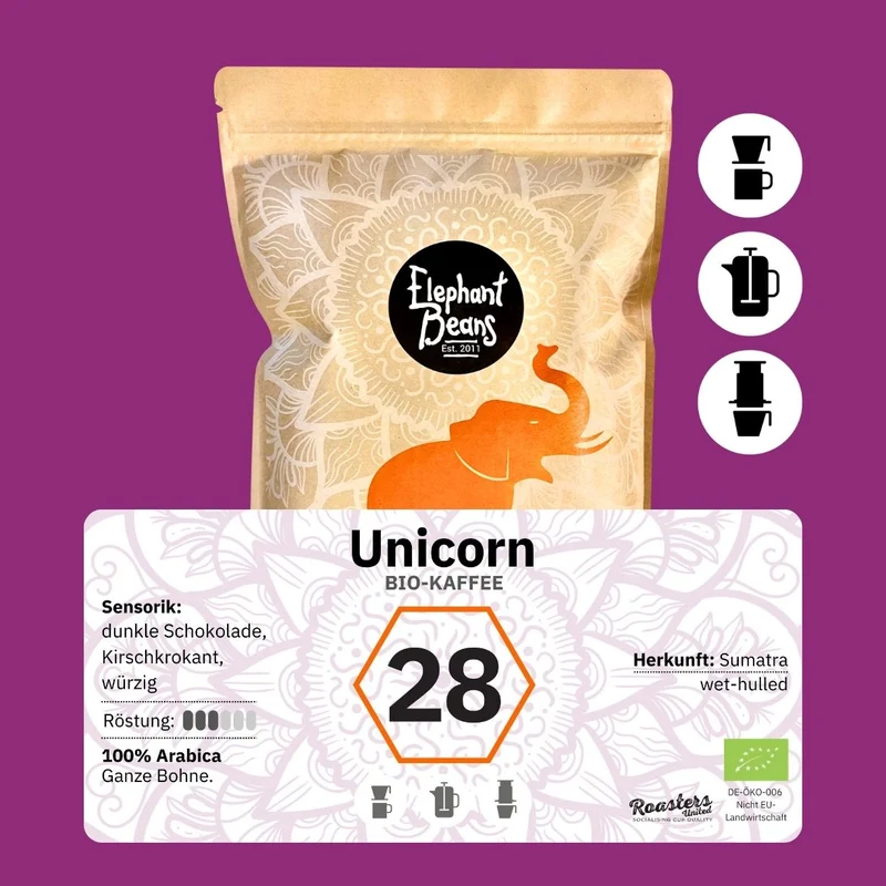 Unicorn, BIO-Kaffee (Sumatra) Röstkaffee