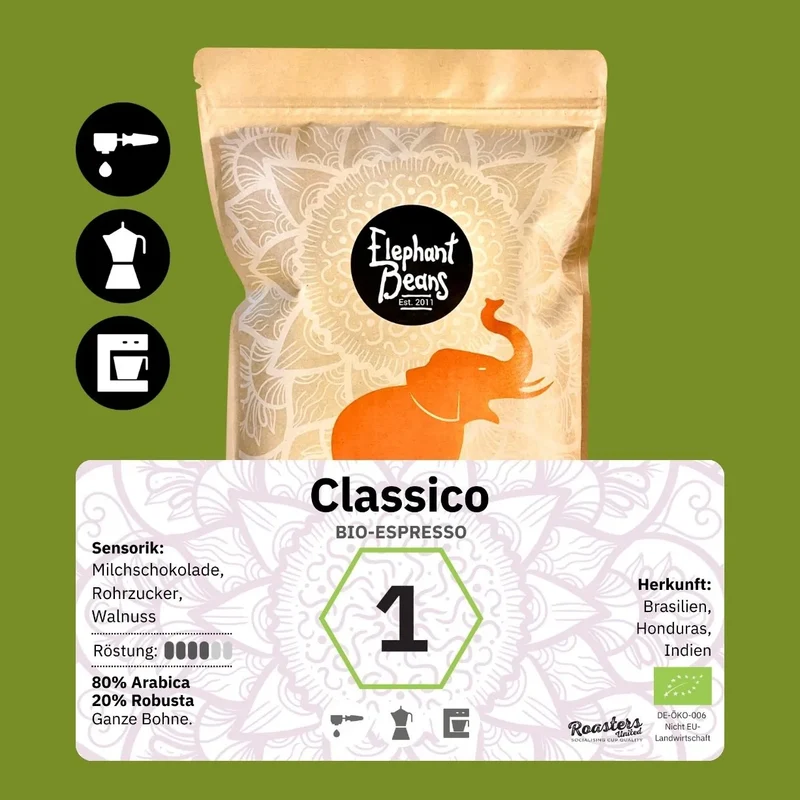 Classico, Bio-Espresso-Blend Röstkaffee
