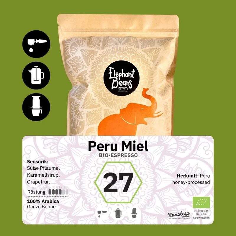 Peru Miel, Bio-Espresso Röstkaffee