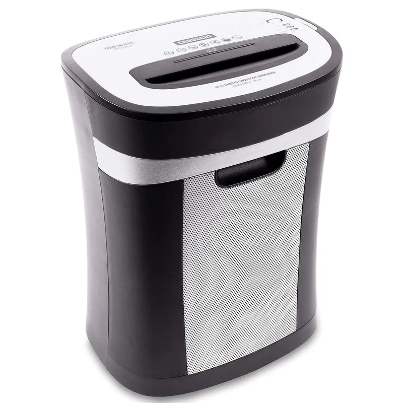 Duronic PS581 Aktenvernichter | 15 Blatt Partikelschnitt P4 | 22 Liter Papierkorb | Kreuzschnitt Schredder für Datenschutz | Zerkleinerer für Kreditkarten und CD | Reisswolf mit Start-Stopp-Automatik
