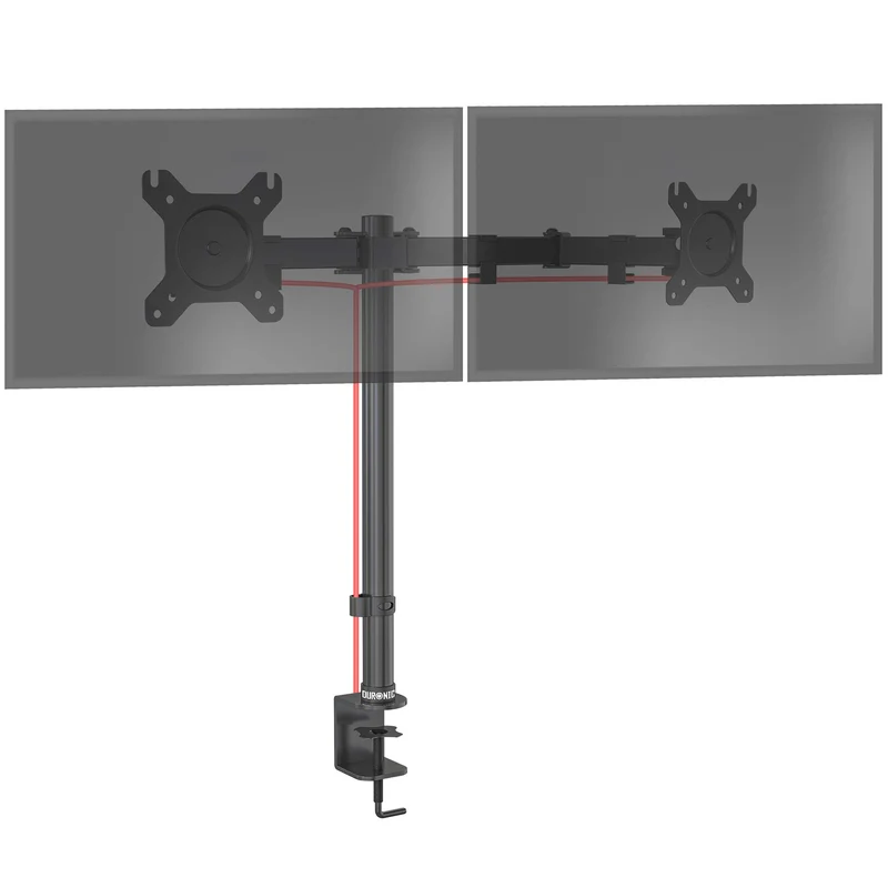 Duronic DM152 Monitor-Halterung 2 Monitore für 13-27 Zoll Flach & Curved Bildschirm-Halterung 8kg, Monitor Tischhalterung Höhenverstellbar Neigbar Schwenkbar Drehbar, Vesa halterung, Monitor-Arm