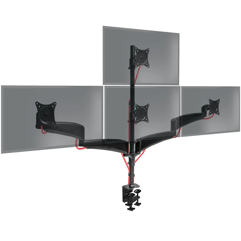 Duronic DM453VX1 Monitorarm | Monitor Halterung 4 Bildschirme bis 27" Zoll | LCD LED Display Ständer bis 6 kg | Höhenverstellbar | Neigbar -90° bis +45° | Drehbar 360° | Monitorhalterung 4fach VESA