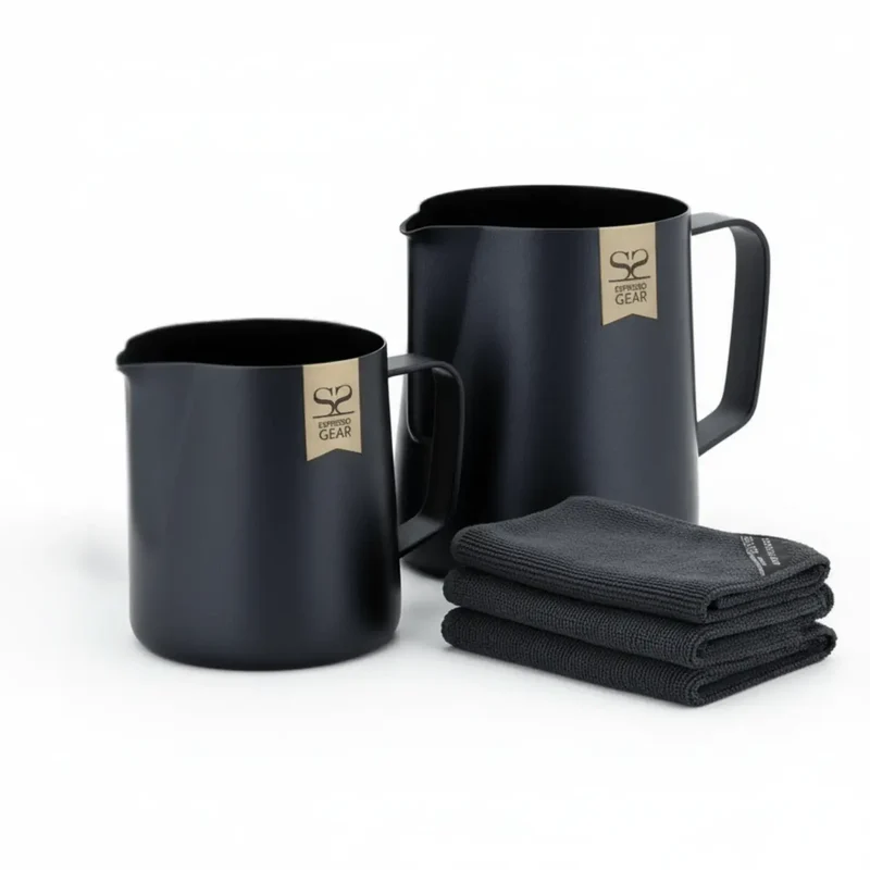 Barista Startpaket (Svart) - 2 Milchkännchen & 3 Baristatücher
